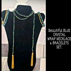 AMAZING VINTAGE CRYSTAL GLASS BEAD WRAP SET NECKLACE EARRINGS